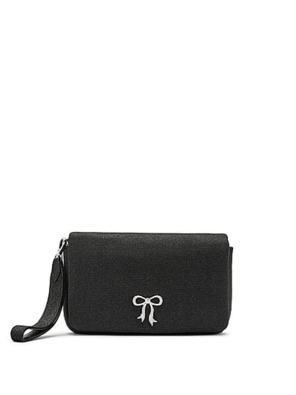 Victoria's Secret Black Wristlet Clutch with Bow Emblem